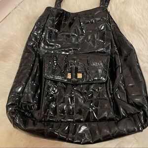 Browns Made in Canada Vintage Black Patent Leather Shoulder Bag